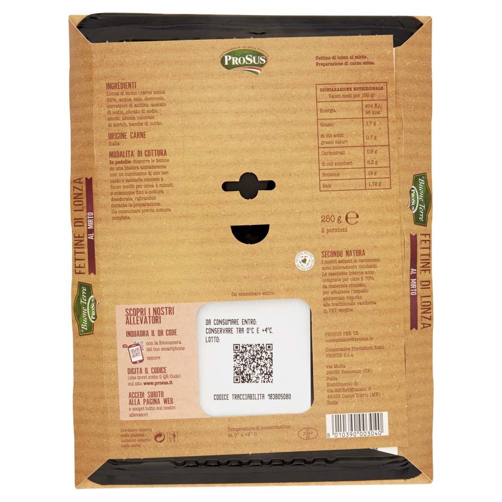 ProSus le Buone Terre Fettine di Lonza al Mirto 250 g