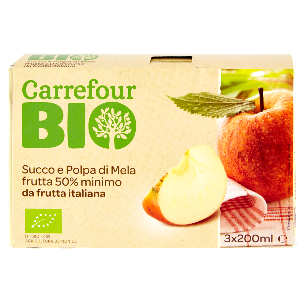Carrefour Bio Succo e Polpa di Mela 3 x 200 ml