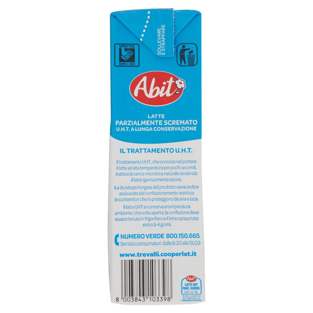 Abit Latte Parzialmente Scremato 100% Piemontese 500 ml