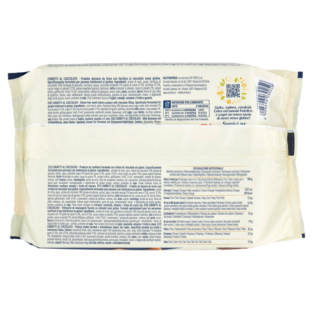 Nutrifree Cornetti al Cioccolato Senza Glutine 4 Monoporzioni 240 g
