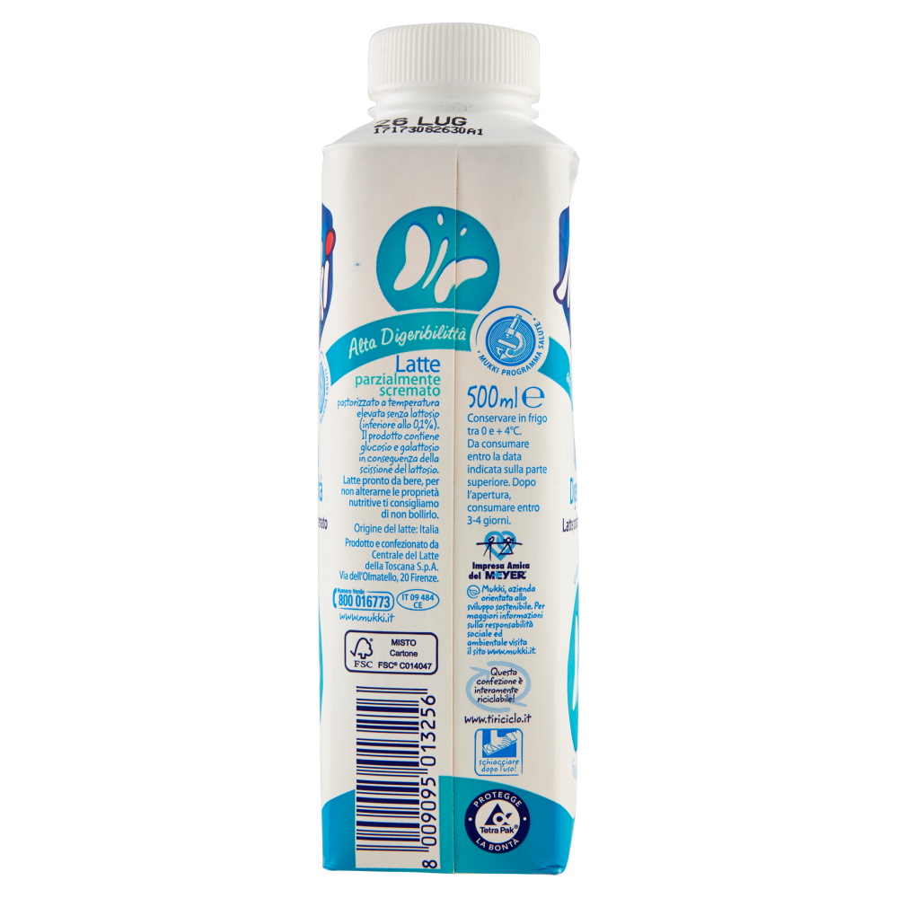 Mukki senza lattosio Alta Digeribilit&agrave; Latte parzialmente scremato 500 ml