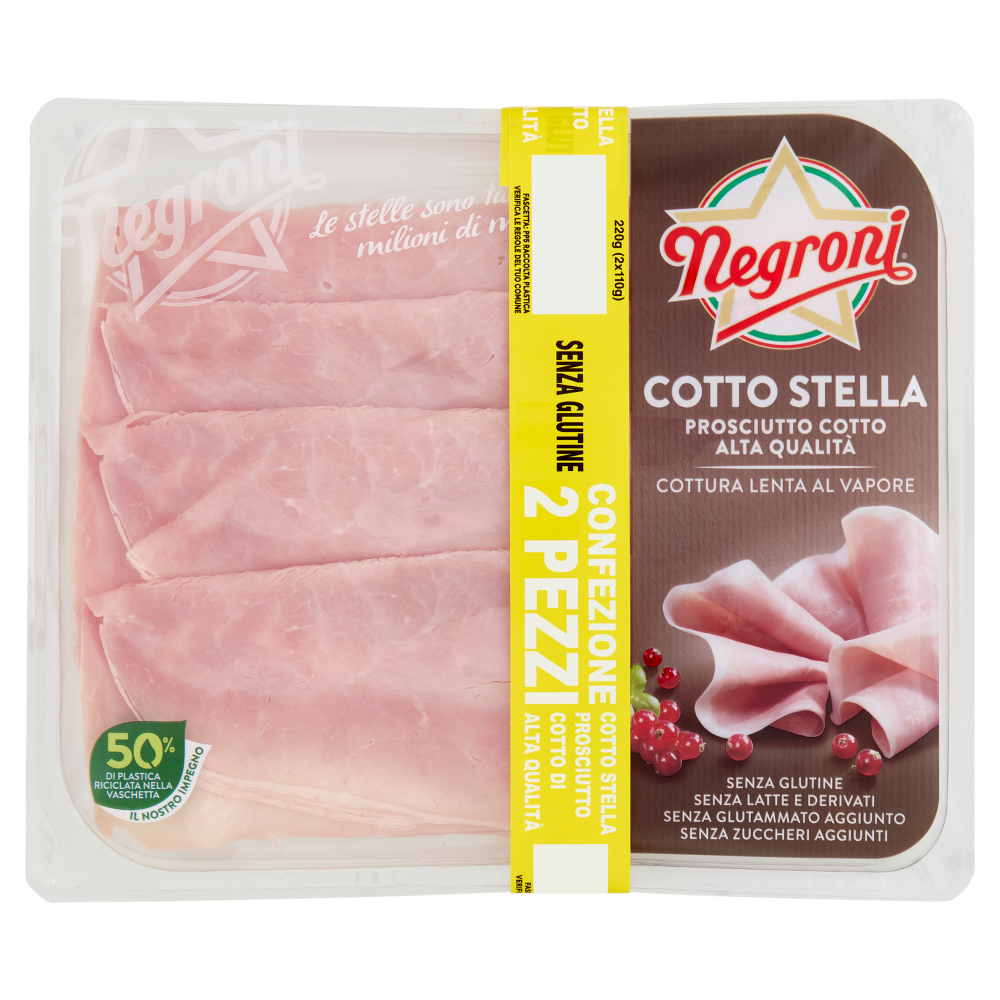 Negroni Cotto Stella Prosciutto Cotto Alta Qualit&agrave; 2 x 110 g