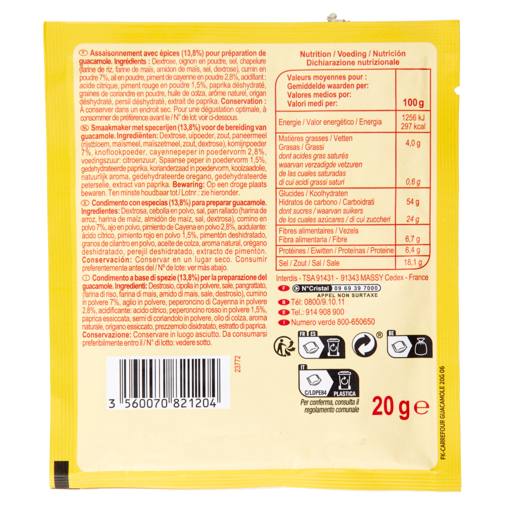 Carrefour Sensation Mélange d'Éspices pour Guacamole 20 g