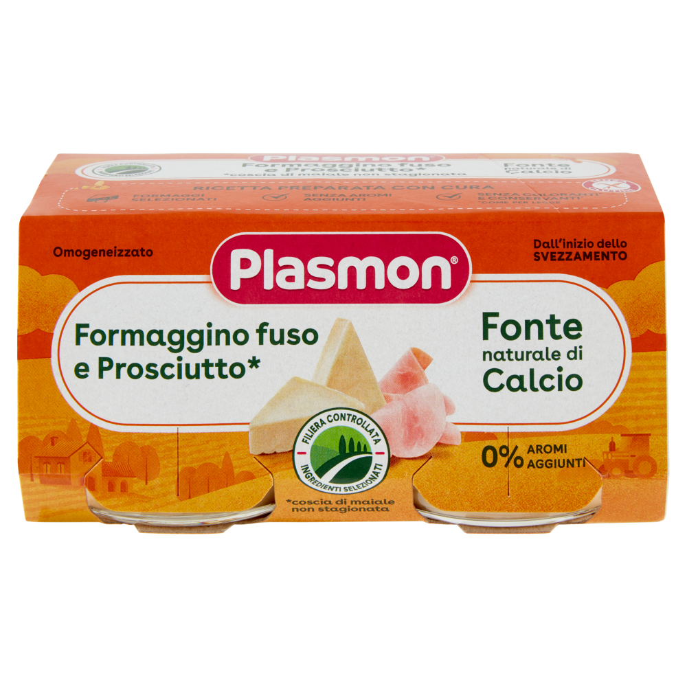 Plasmon Omogeneizzato Formaggino fuso e Prosciutto* 2 x 80 g