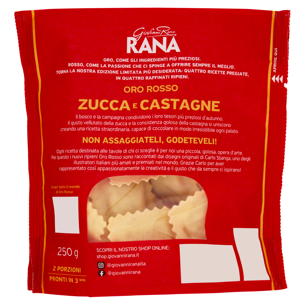 Giovanni Rana Oro Rosso Ravioli Ripieni Zucca e Castagne 250 g