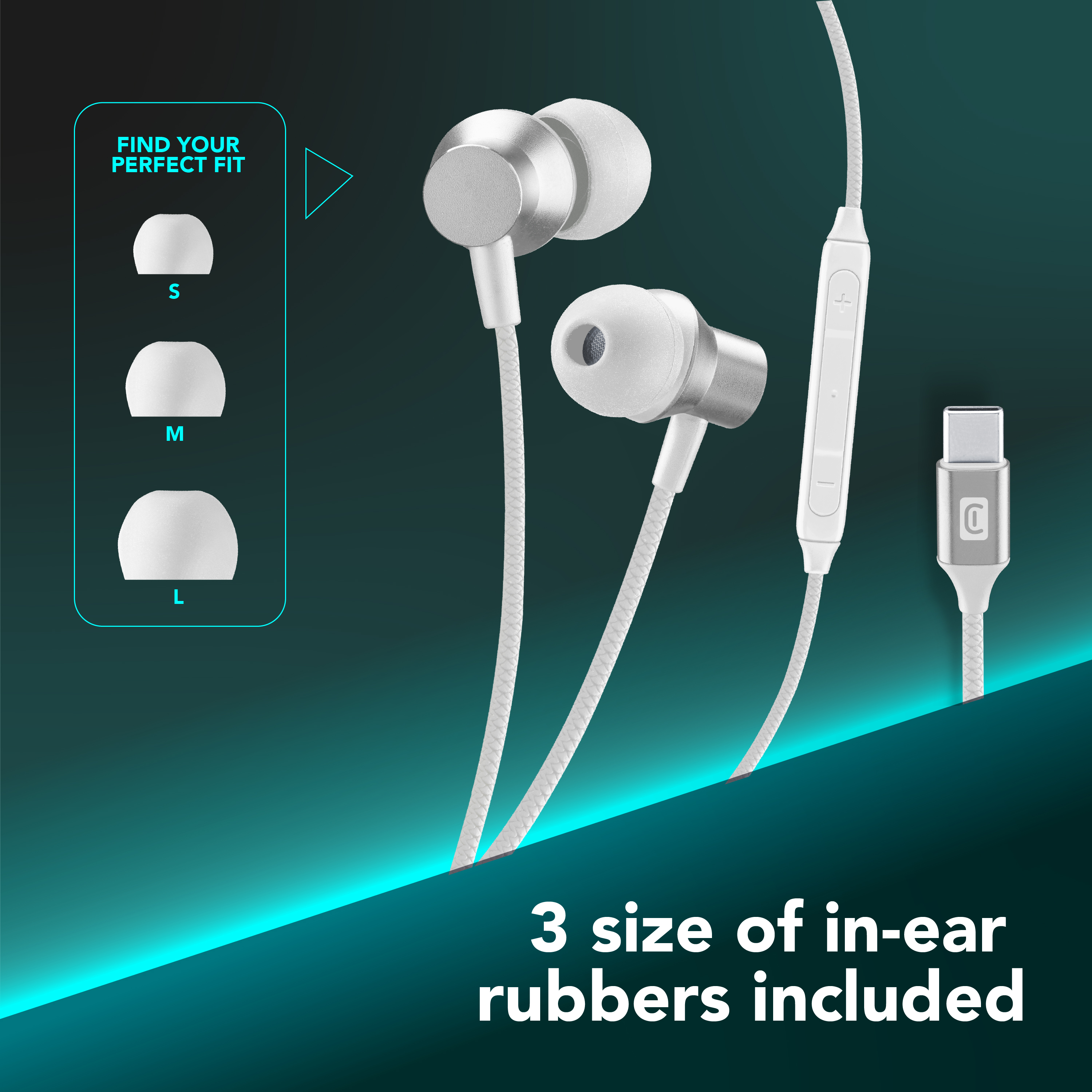 Cellularline SPARROW Auricolari in-ear con finiture metalliche, remote control e connettore USB-C