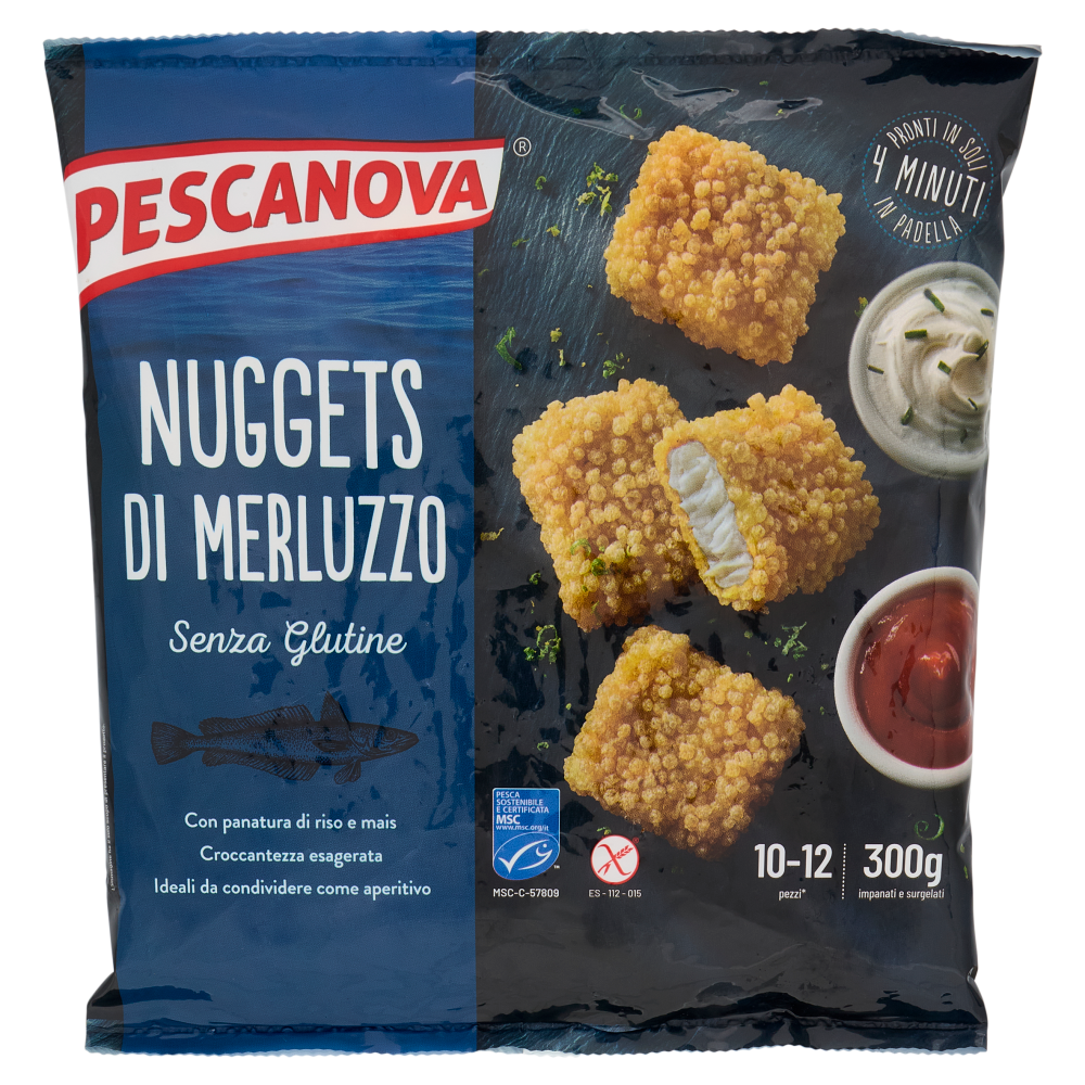 Pescanova Nuggets di Merluzzo impanati e surgelati 300 g