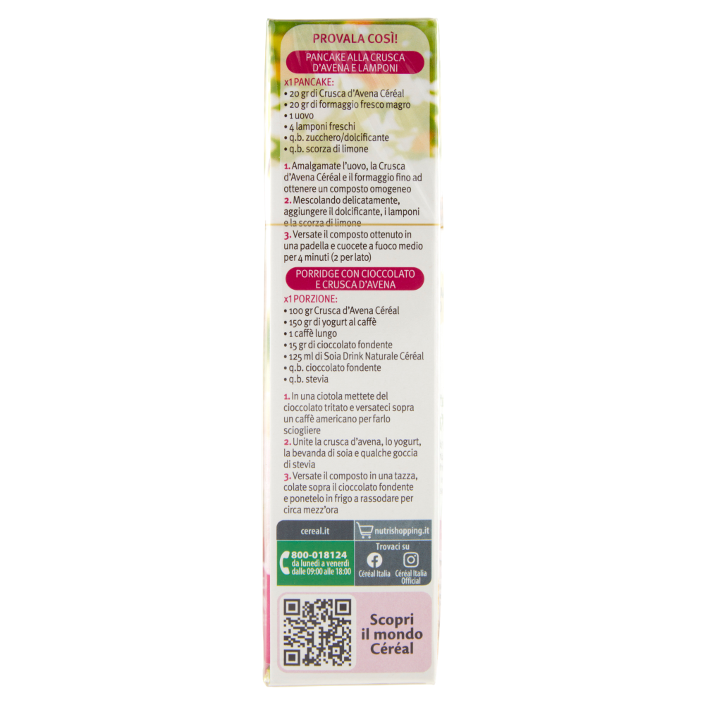 Céréal Nutrizione e Fibre Crusca d'Avena, naturalmente ricca in fibre e vitamine - 360 g