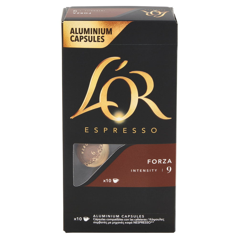 L'Or Espresso Forza 9- 10 Capsule Caff&egrave; Compatibili con Macchine Nespresso*&reg; Original 52g