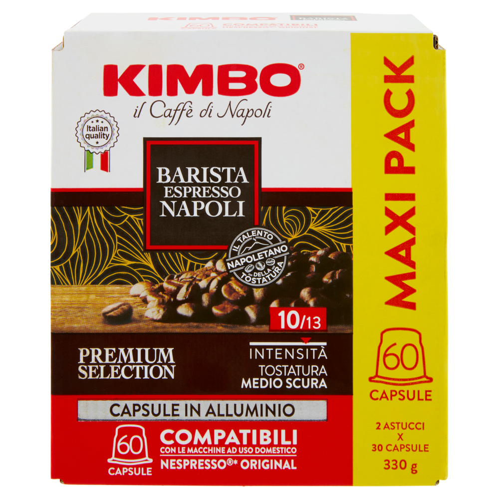 Kimbo Barista Espresso Napoli Capsule Compatibili con le Macchine Nespresso* Original 60 Caps 2x165g