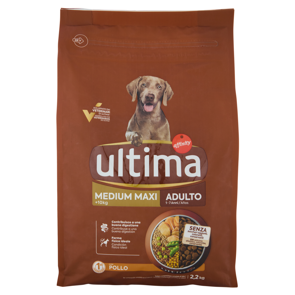 ultima Dog Medium Maxi +10kg Adulto 1-7 Anni con Pollo 2,2 kg