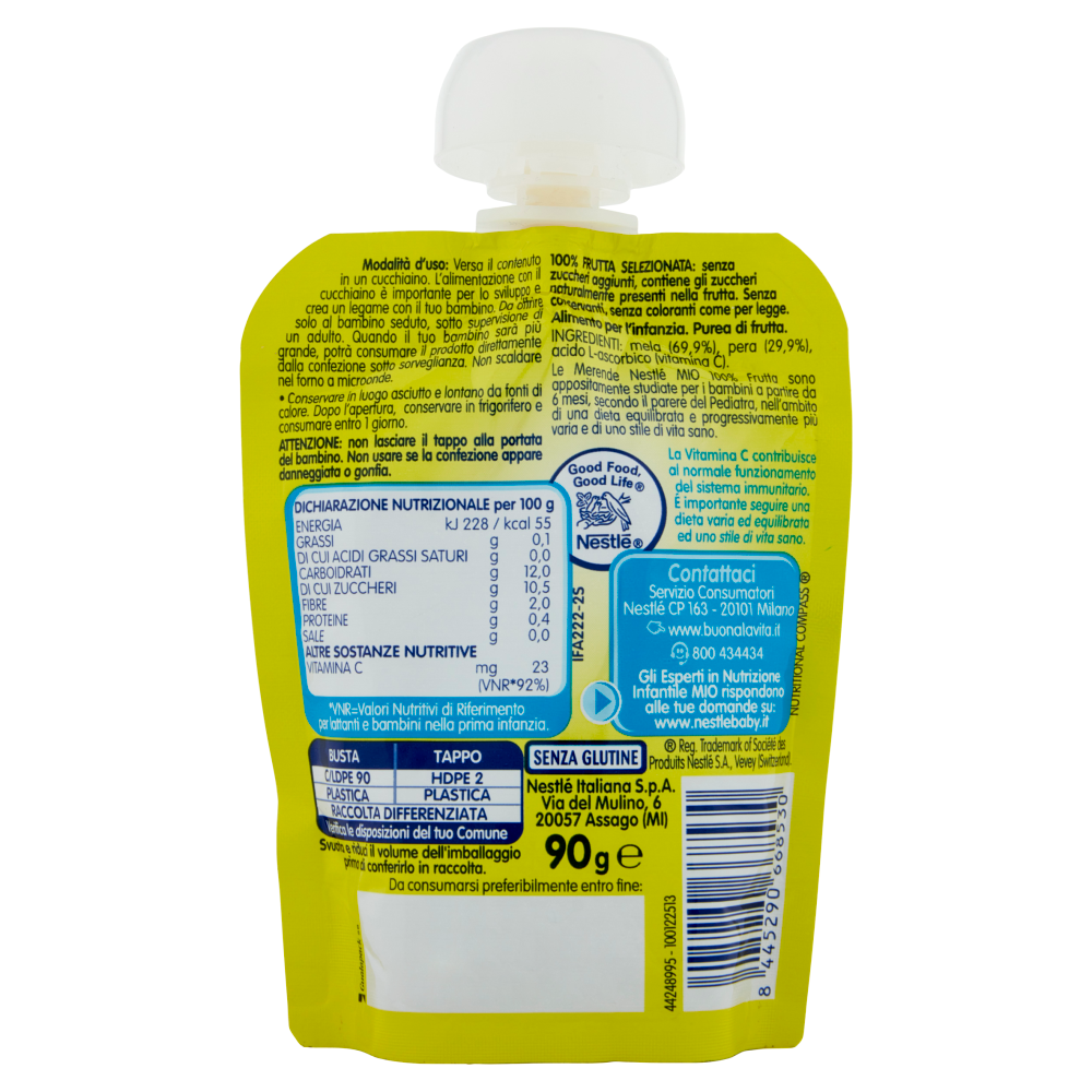 NESTLÉ MIO Merenda da spremere Mela e Pera pouch 90 g	