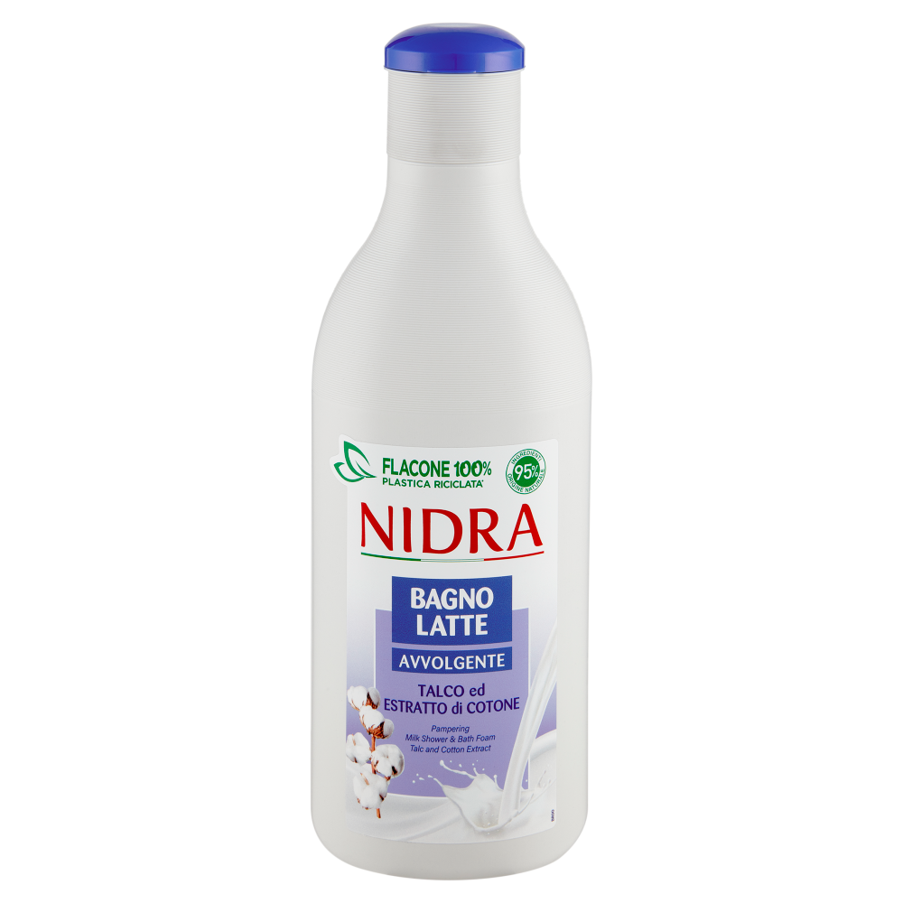 Nidra Bagno Latte Avvolgente Talco ed Estratto di Cotone 750 mL