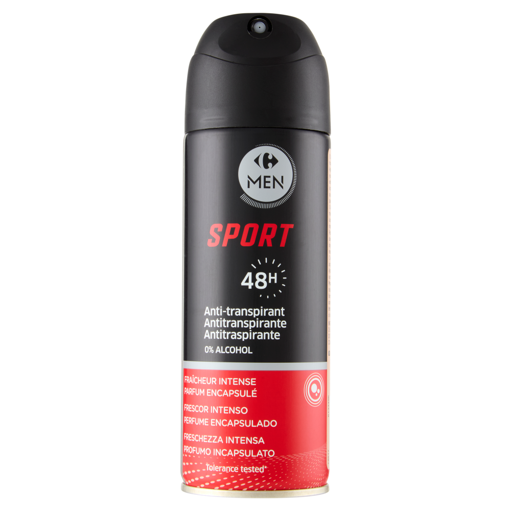 Carrefour Men Sport 48H Antitraspirante 0% Alcohol Freschezza Intensa 200 ml