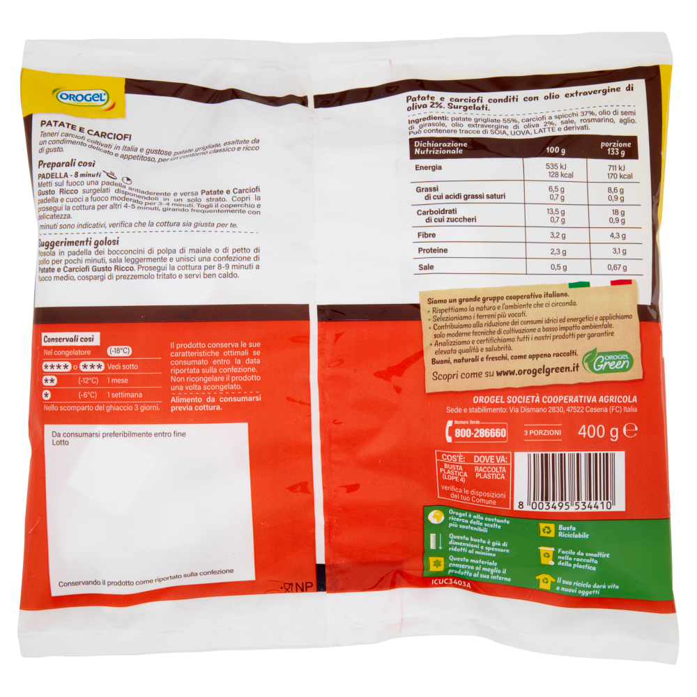 Orogel Gusto Ricco Patate e Carciofi Surgelati 400 g