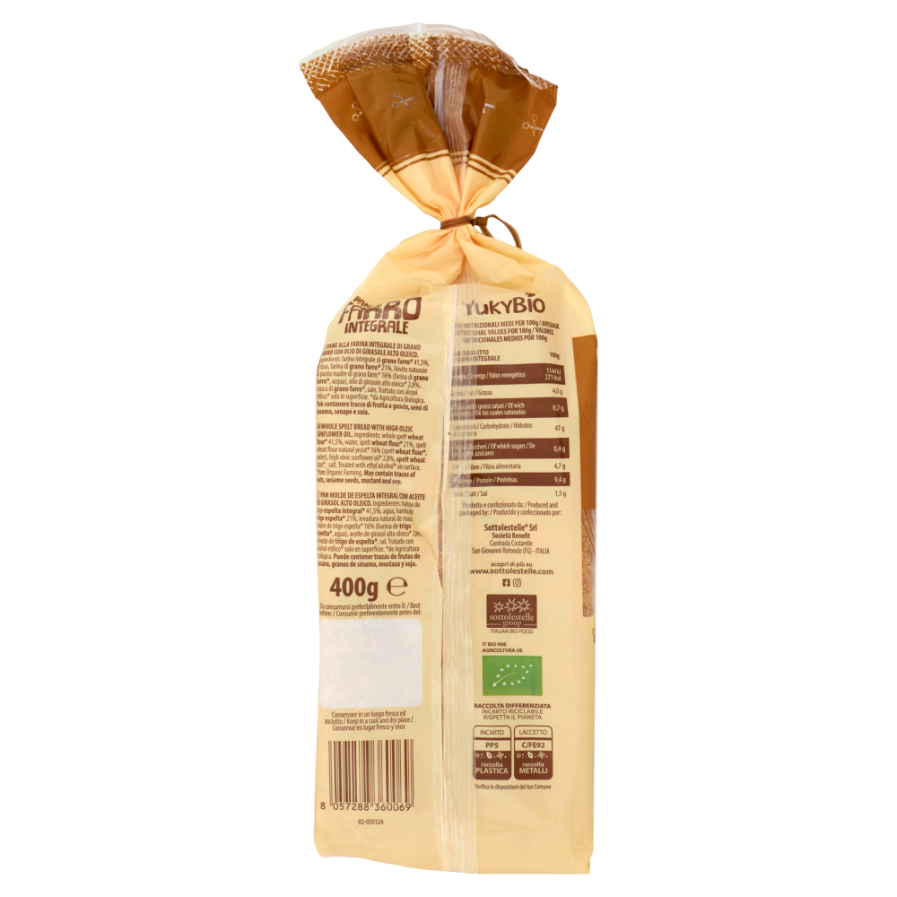 YukyBio A Pasta Madre Pane Bauletto Integrale 400 g