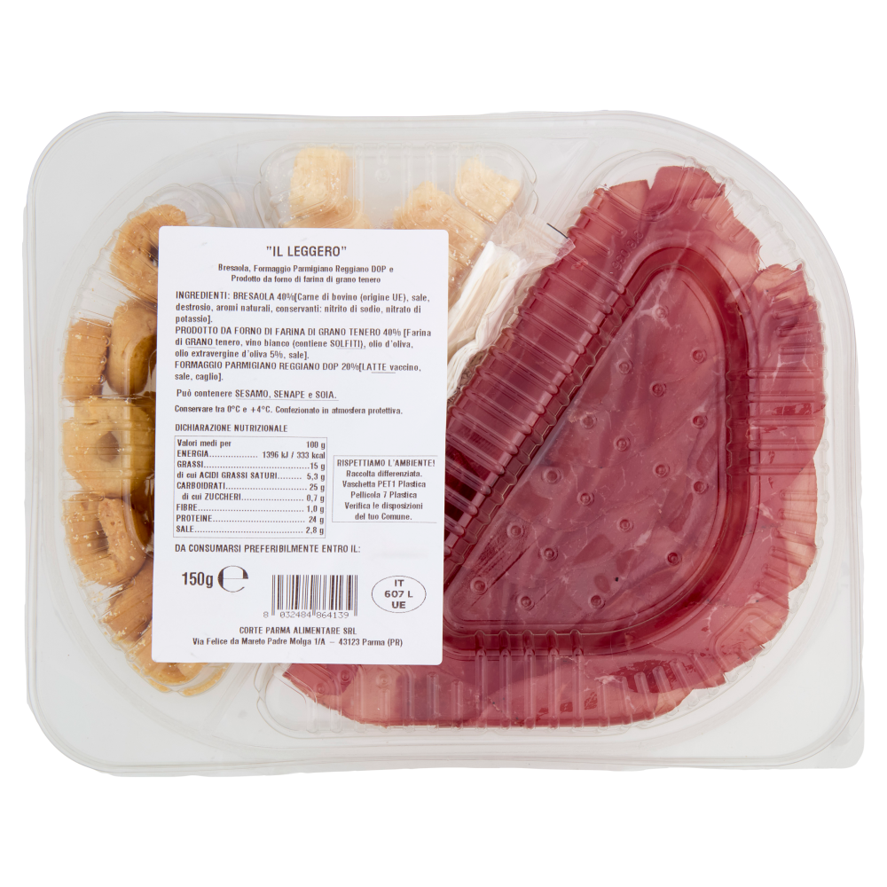 Amoretti Apri & Gusta Leggero Bresaola, Parmigiano Reggiano, Taralli 150 g
