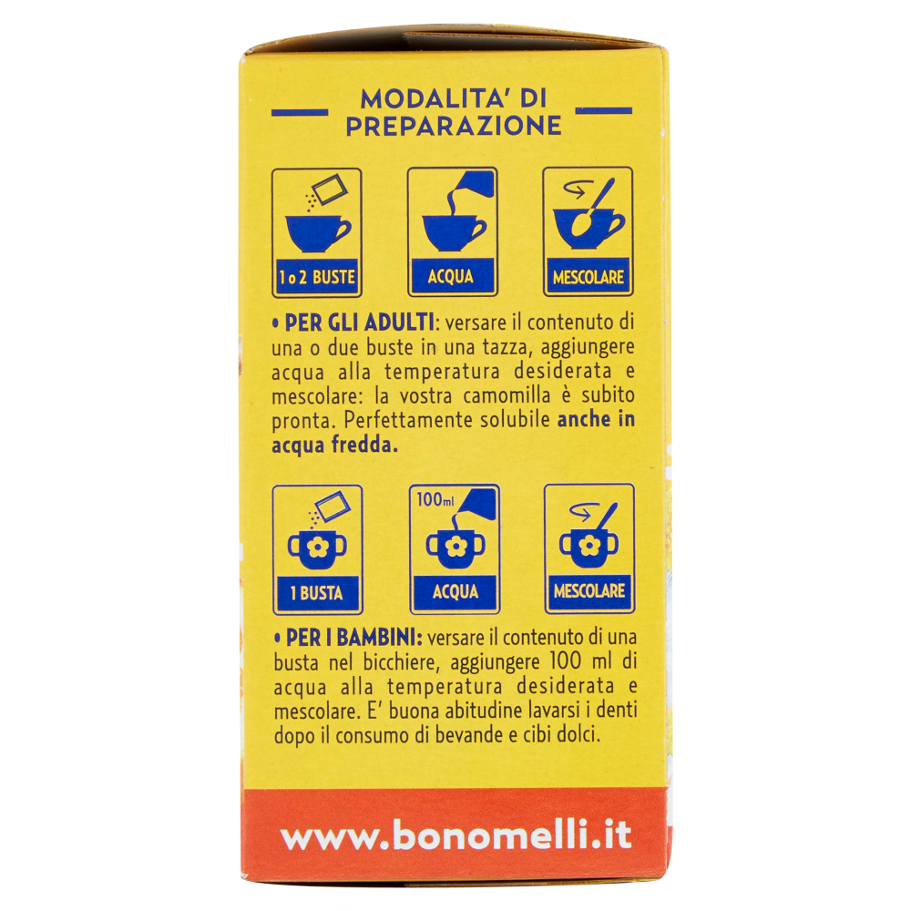 Bonomelli Estratto Zuccherato di Camomilla Solubile con Miele e Arancia 16 x 5 g