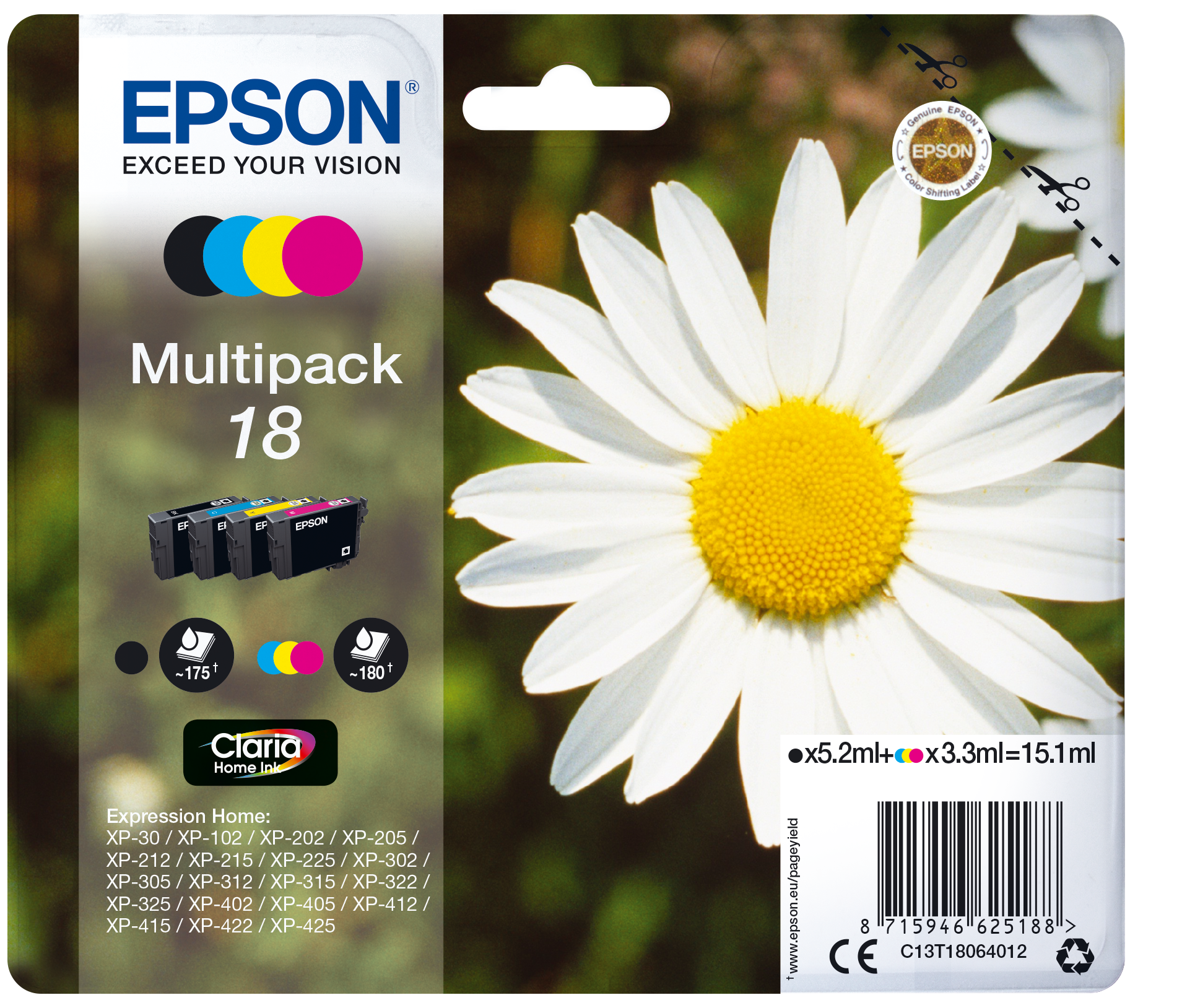 Epson Daisy Multipack Margherita 4 colori Inchiostri Claria Home 18
