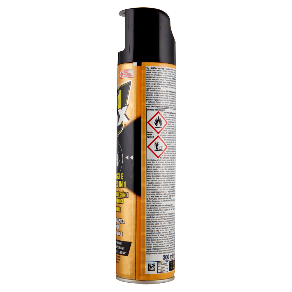 Raid Aerosol Max Scarafaggi e Formiche 3 in 1, Spray Insetticida, Efficace per 4 Settimane, 300 ml