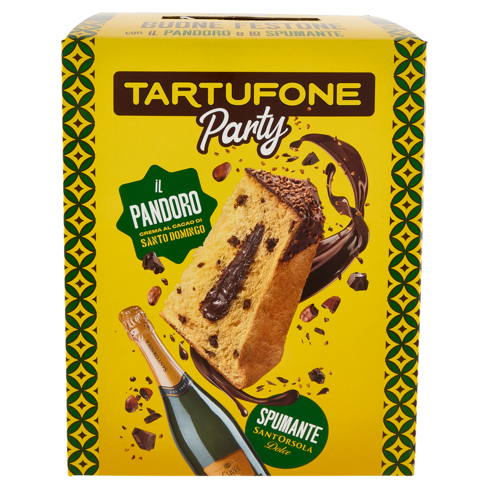Tartufone Party il Pandoro Crema al Cacao di Santo Domingo 800 g + Spumante Sant'Orsola Dolce 75 cl