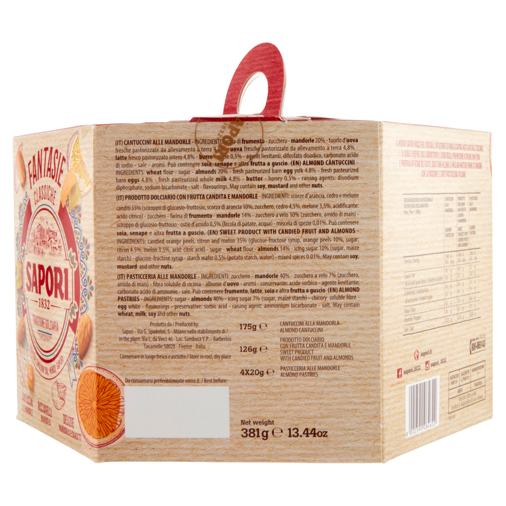 Sapori Fantasie Classiche Cantuccini alle Mandorle, Ricciarelli, Delizie Mandorla e Canditi 381 g