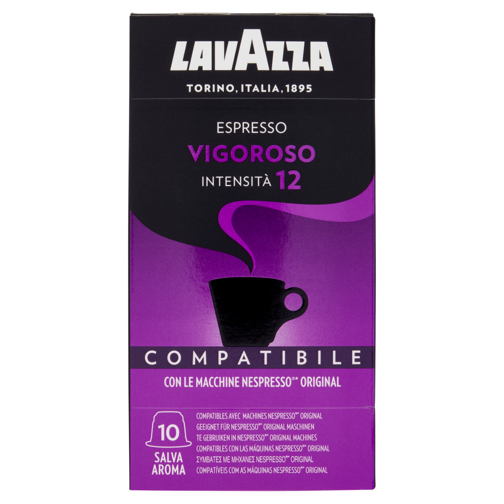 Lavazza, Caffè Espresso Vigoroso, Intensità 12/13 10 Capsule