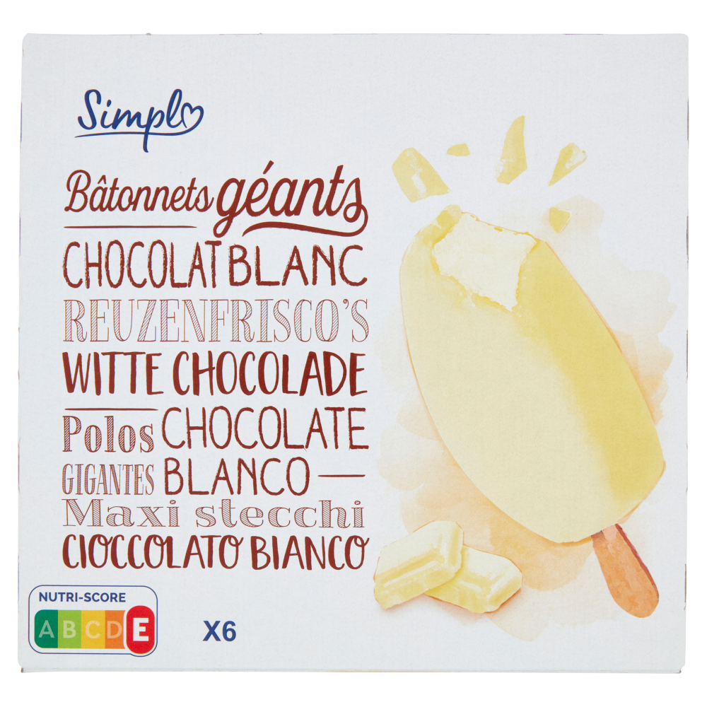 Simpl Maxi stecchi Cioccolato Bianco 6 Pezzi 483 g