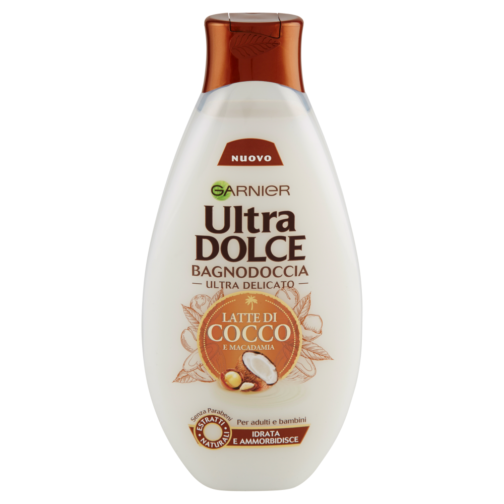 Garnier Ultra Dolce Bagnodoccia Latte di Cocco e Macadamia - Bagnoschiuma idratante - 500 ml