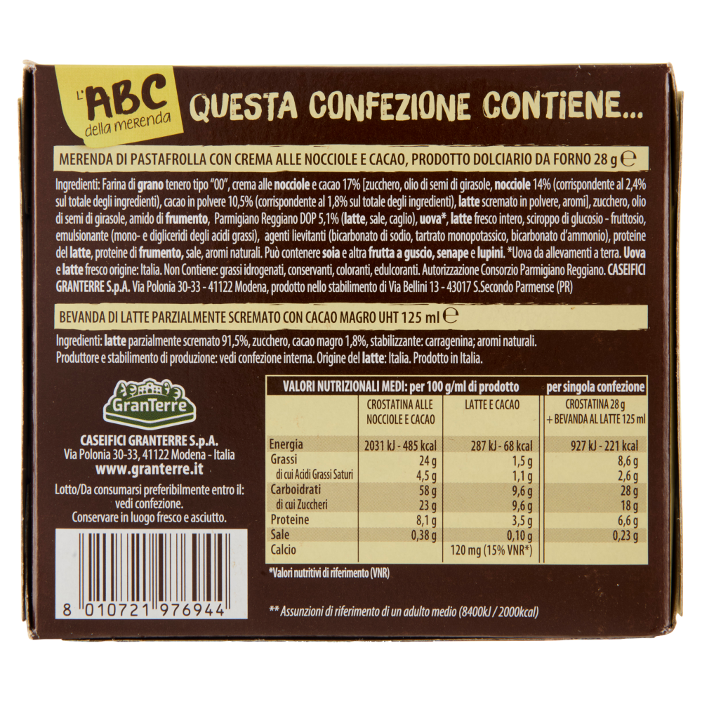 Parmareggio l'ABC della merenda con Crostatina al Cacao