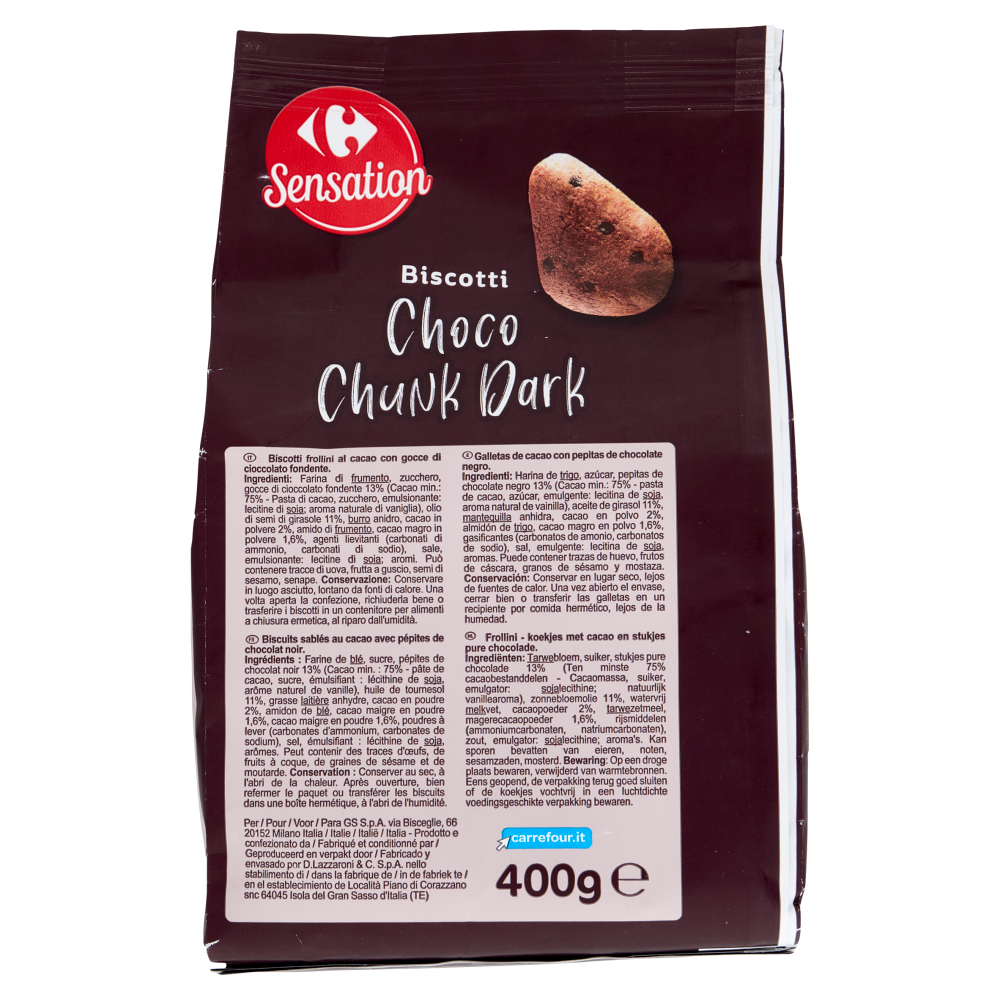 Carrefour Sensat Biscotti Choco Chunk Dark 400 g