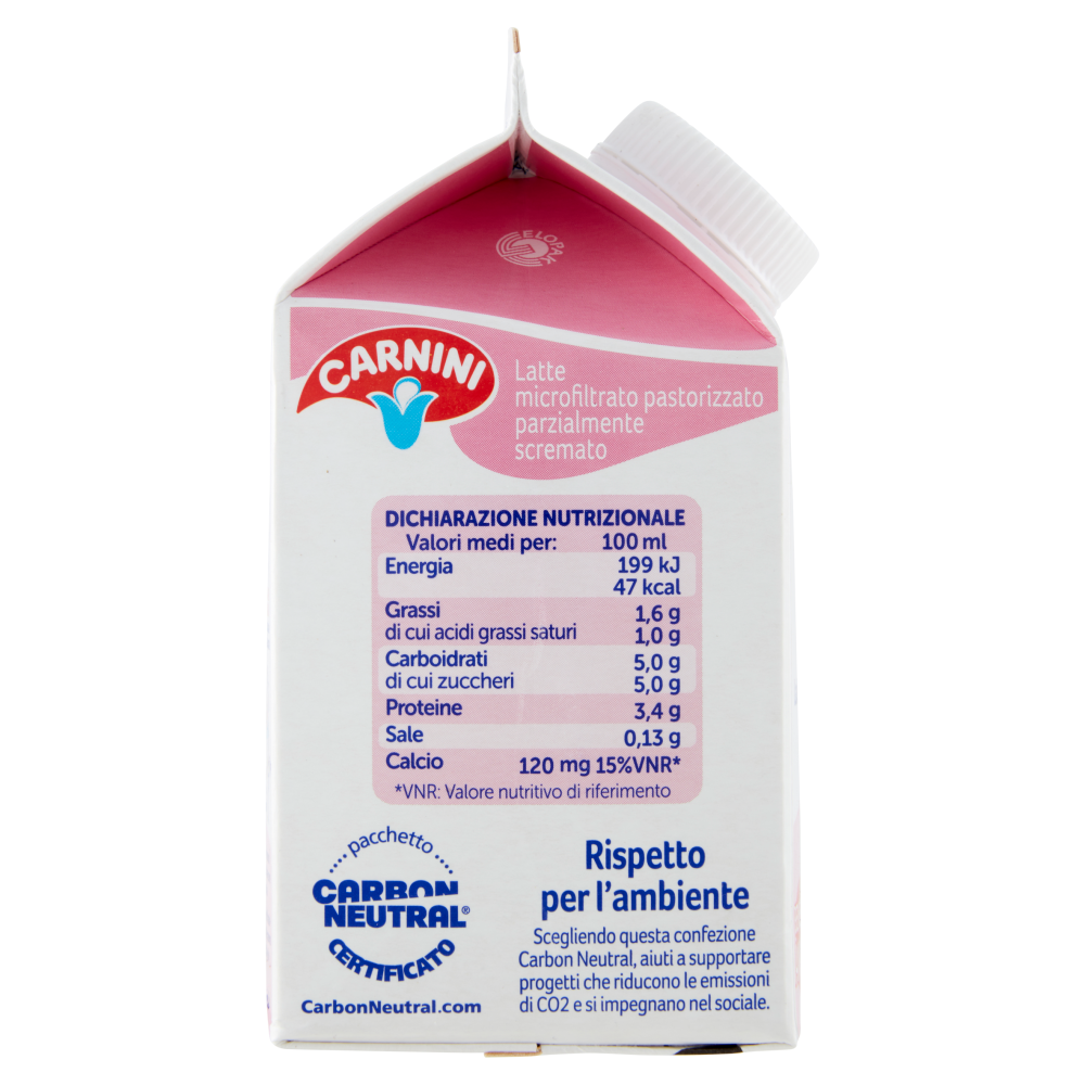 Carnini Latte Parzialmente Scremato Lombardo Microfiltrato Pastorizzato 500 ml