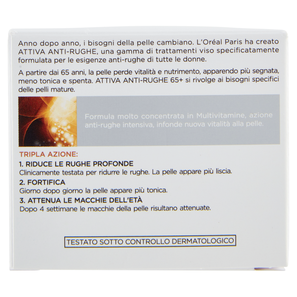 L'Oréal Paris Crema Viso Giorno e Notte Attiva Anti-Rughe, Trattamento Fortificante 65+