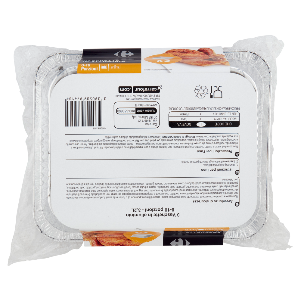 Carrefour Vaschette in Alluminio 8-10 Porzioni 3 pz