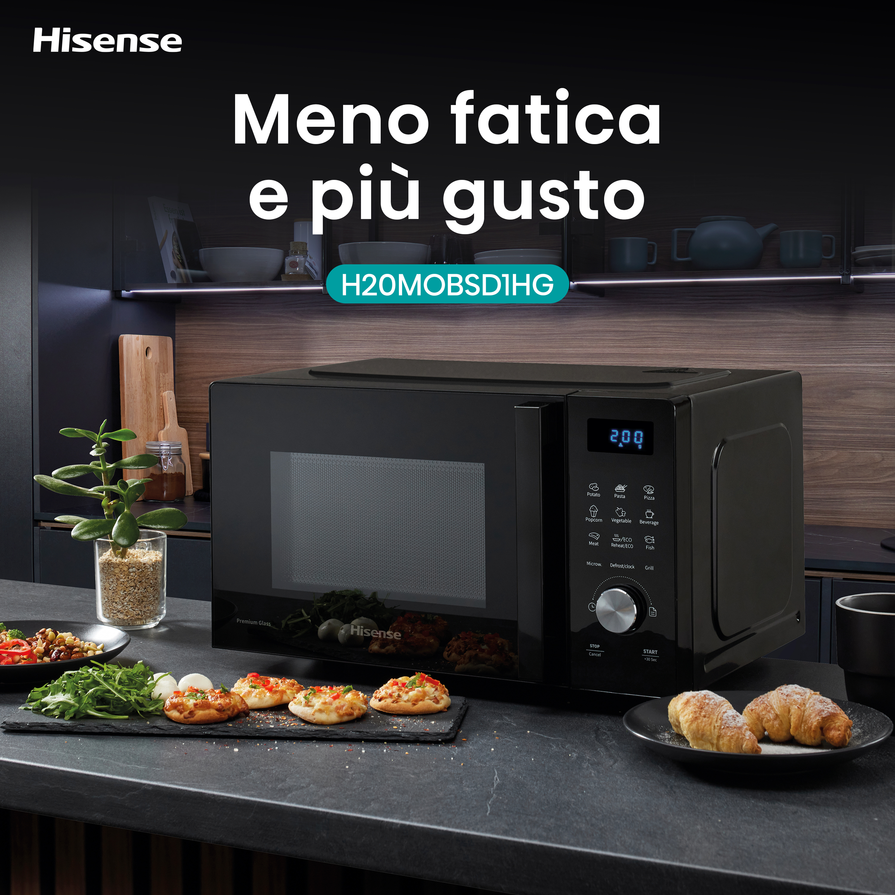 Hisense H20MOBSD1HG forno a microonde Nero Microonde con grill Superficie piana 20 L 700 W