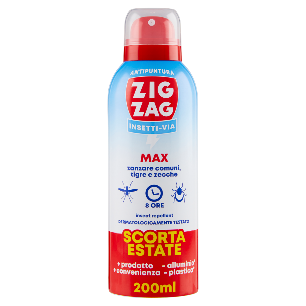 Zig Zag Insetti-Via Antipuntura Max zanzare comuni, tigre e zecche 200 ml