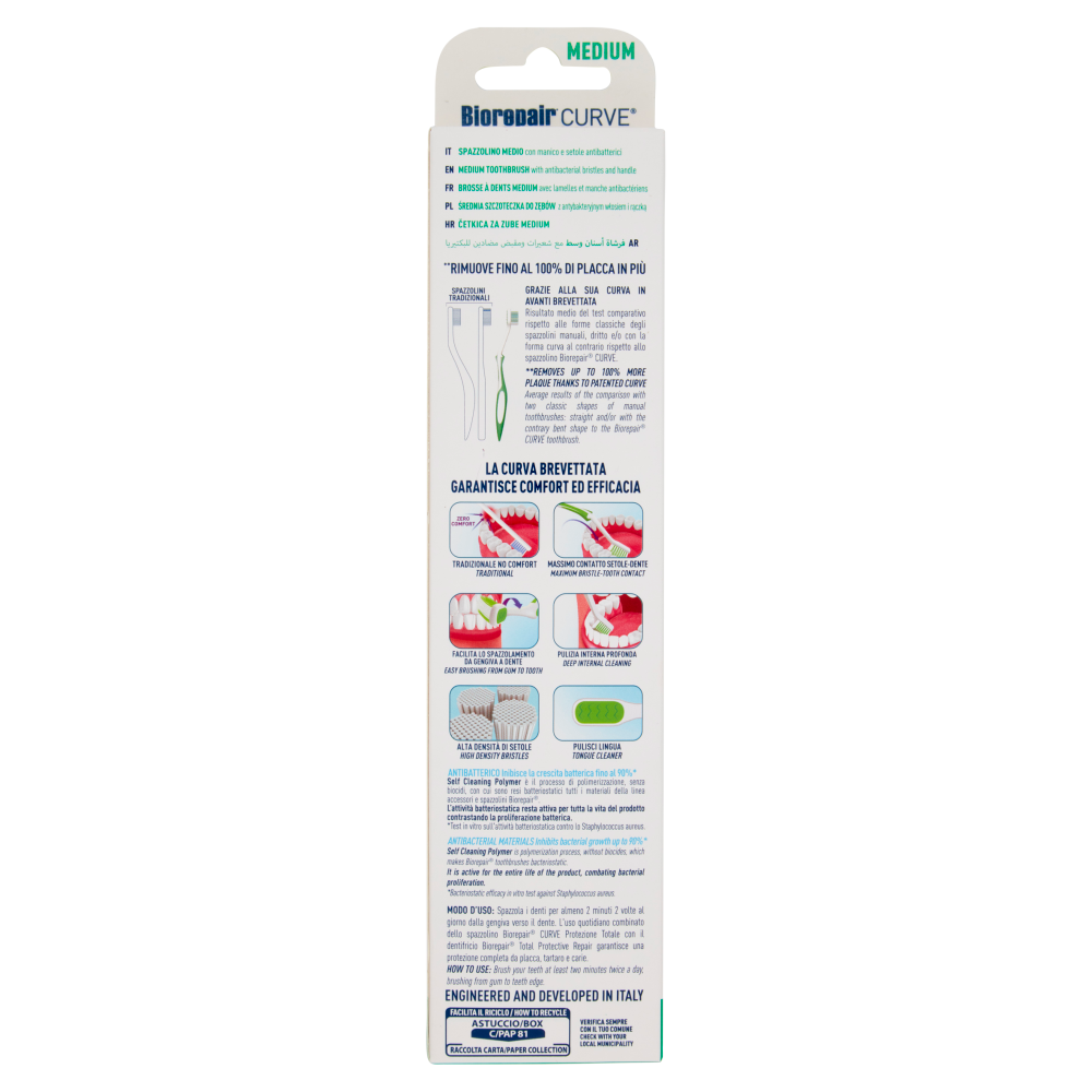 Biorepair Curve Total Protection Spazzolino Setole Medie Antibatterico