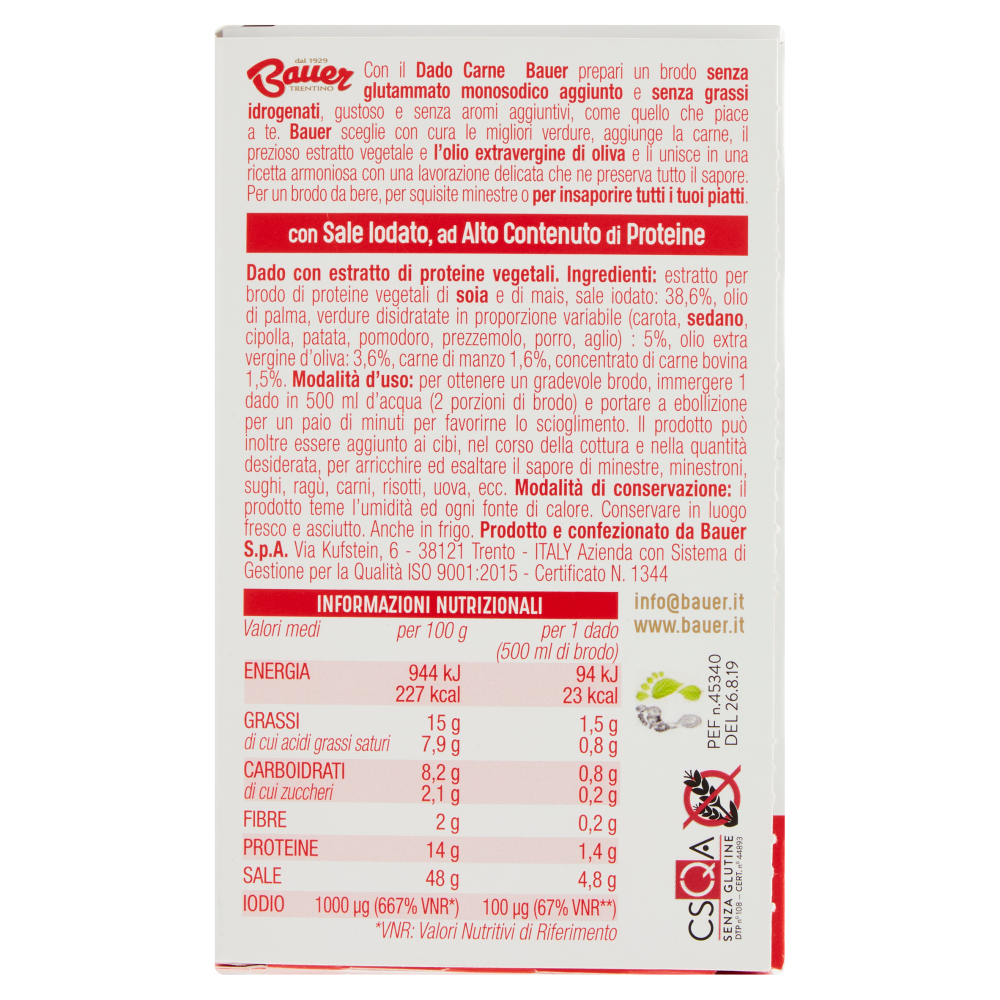 Bauer Carne Dadi per insaporire i tuoi piatti 8 x 10 g