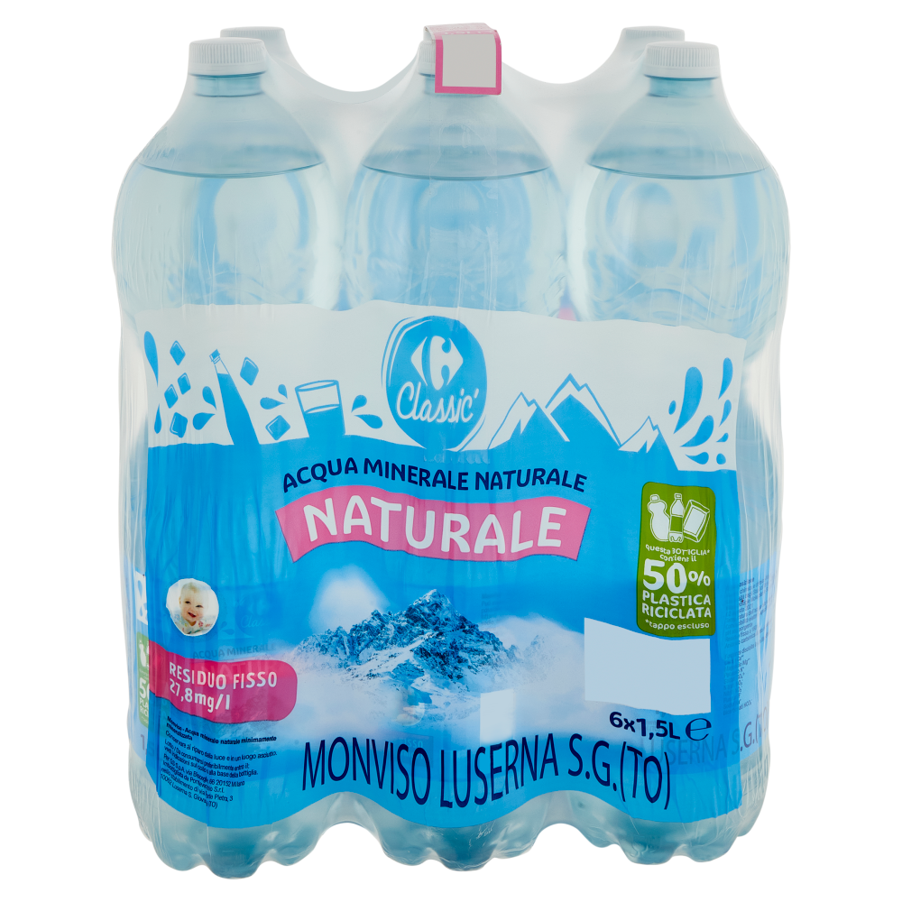 Carrefour Classic Naturale Acqua Minerale Naturale Monviso 6 x 1,5 L
