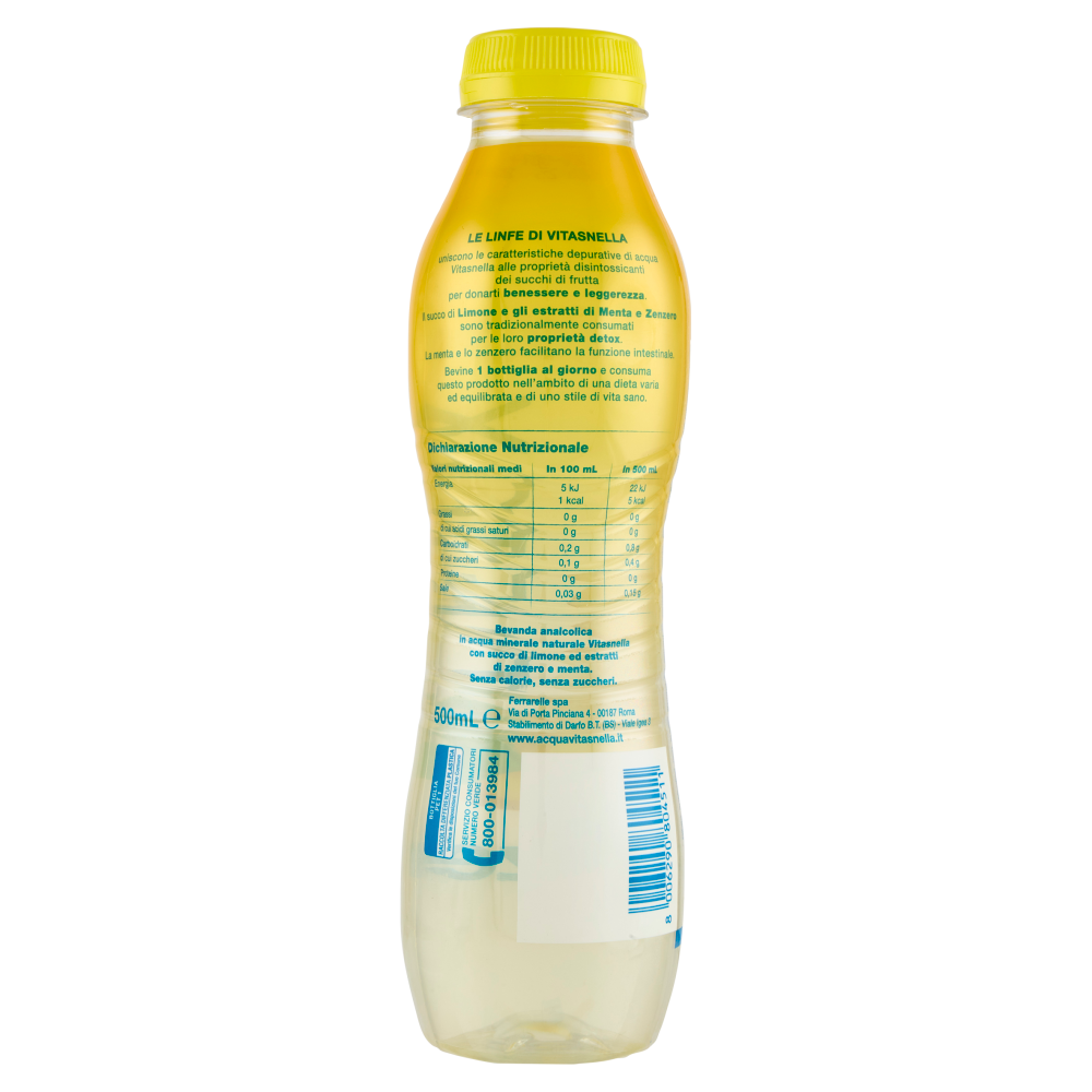 Vitasnella Le Linfe Detox con Limone, Menta, Zenzero 500 mL