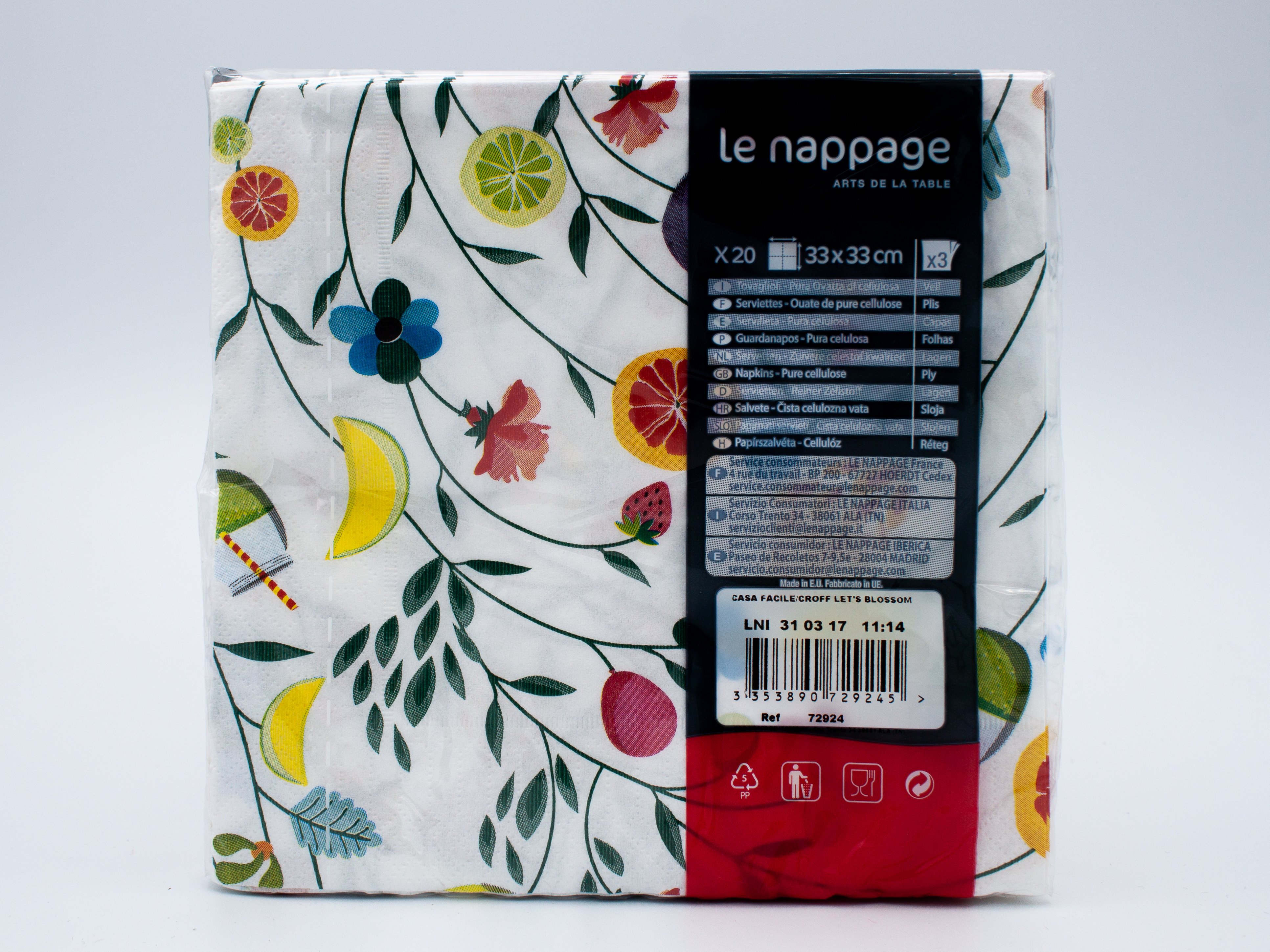 20 tovaglioli 33x33 cm 3 veli  Let's Blossom