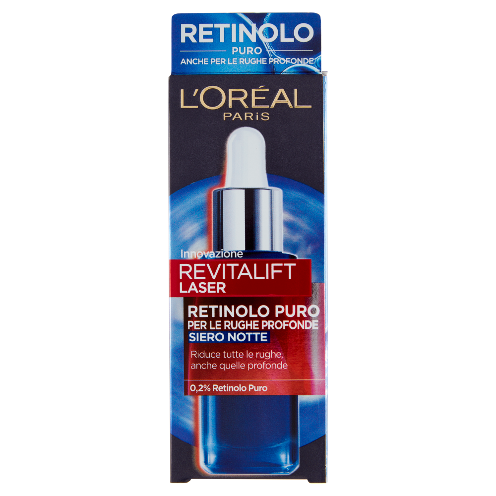L'Oréal Paris Siero Notte Revitalift Laser X3, Azione Antirughe Anti-Età con Retinolo Puro, 30 ml