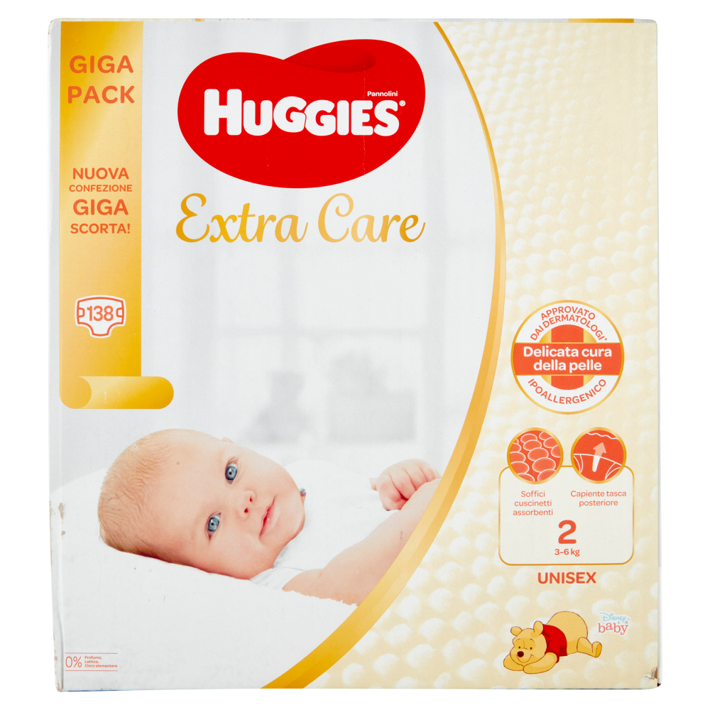 Huggies Extra Care Pannolini Unisex 2 3-6 Kg 138 pz