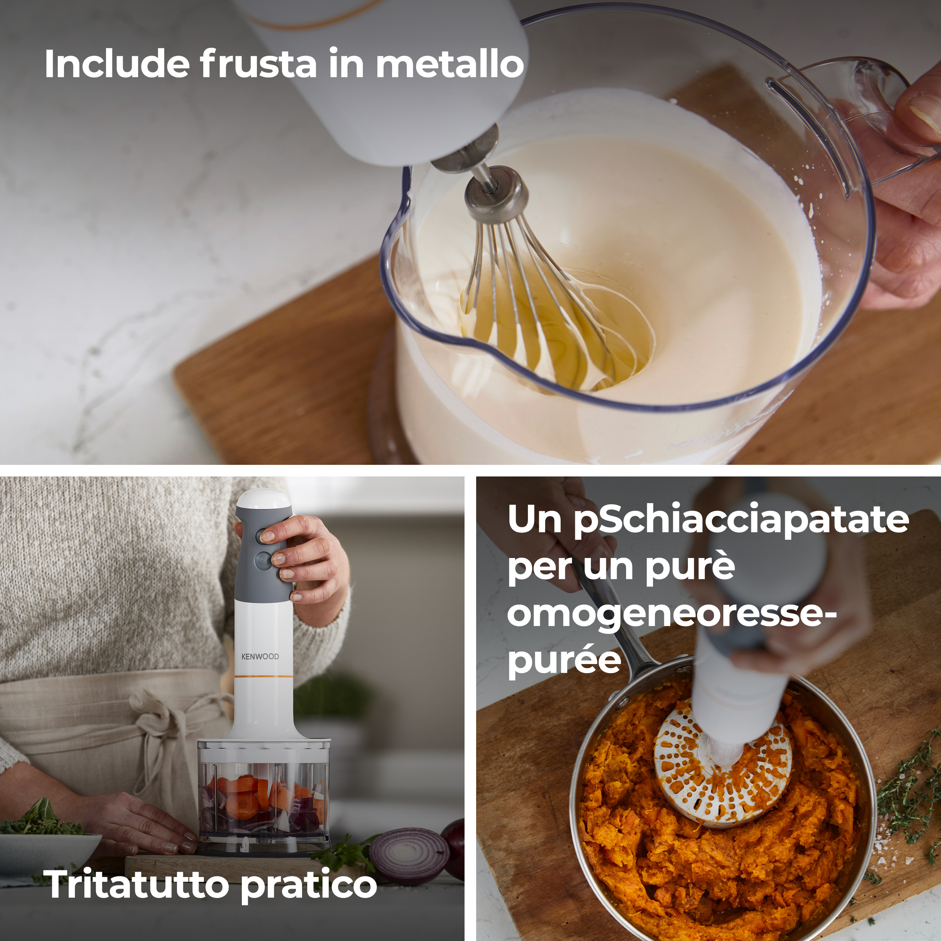 Kenwood Triblade XL HBM40306WH Mixer a immersione 850W