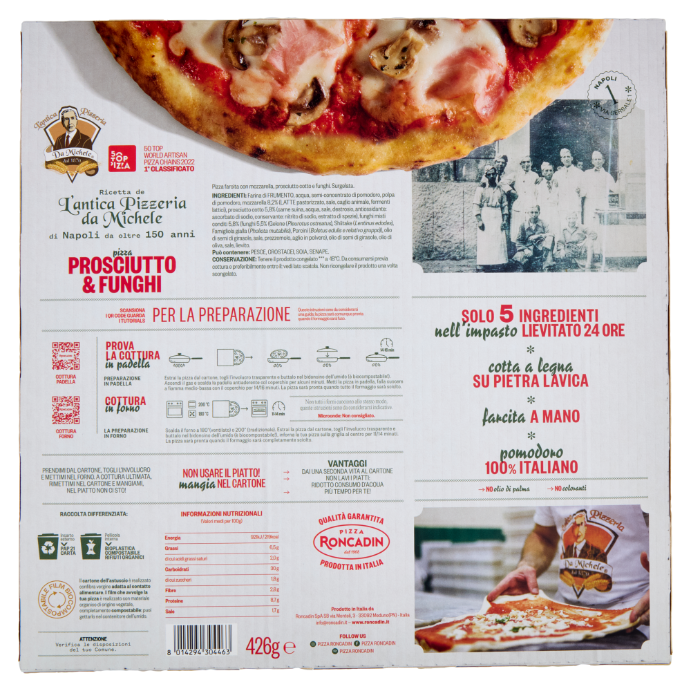 L'antica Pizzeria Da Michele pizza Prosciutto & Funghi 426 g