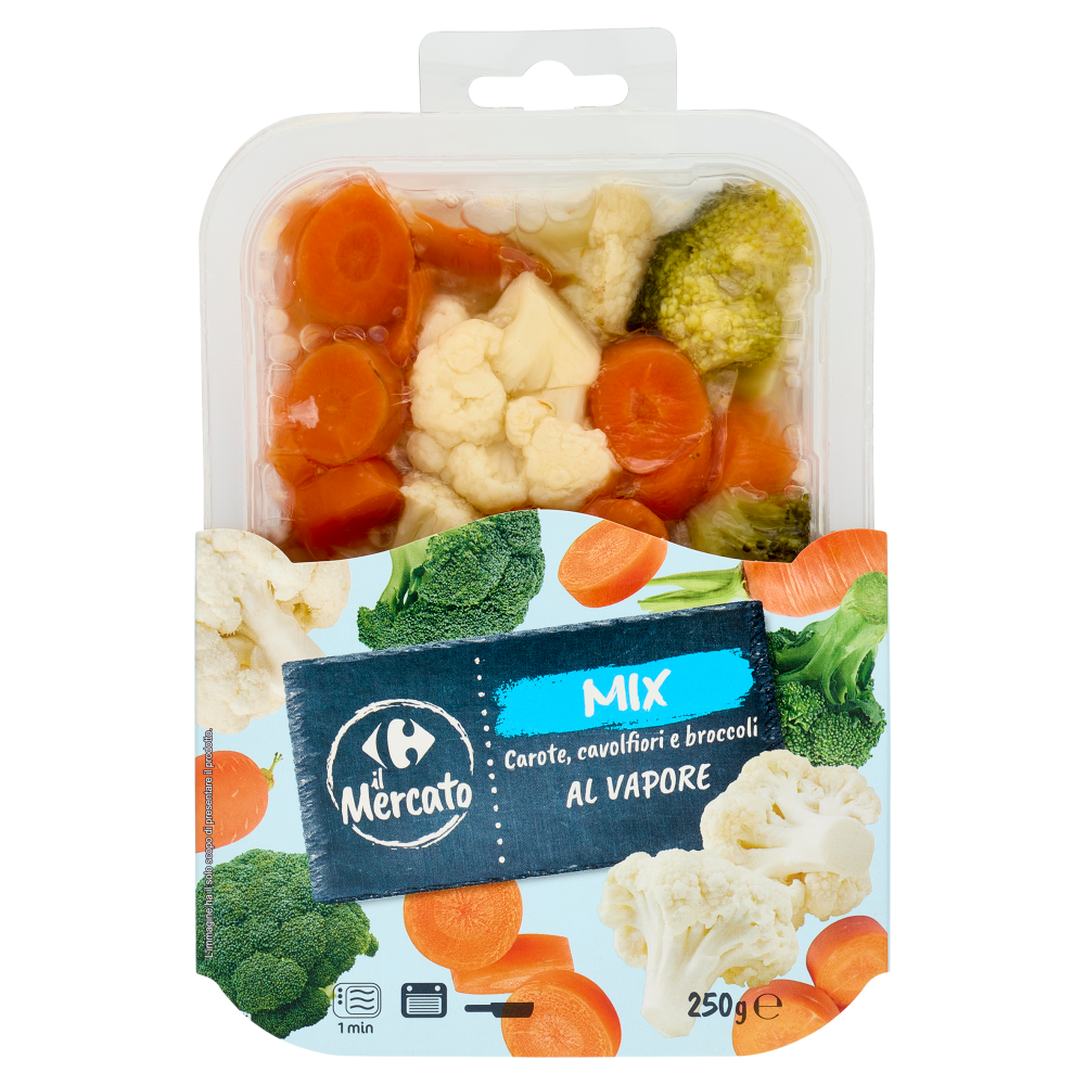 Carrefour il Mercato Mix Carote, cavolfiori e broccoli al Vapore 250 g