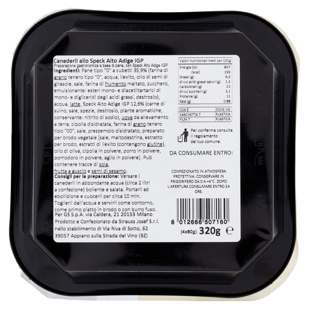 Terre d'Italia Canederli allo Speck Alto Adige IGP 4 x 8 0g