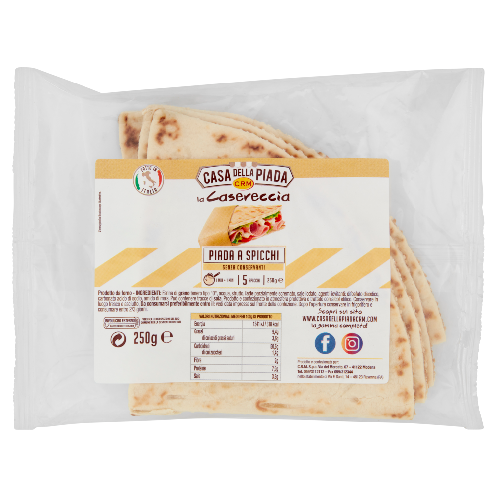 Casa della Piada la Casereccia Piada a Spicchi 5 Spicchi 250 g