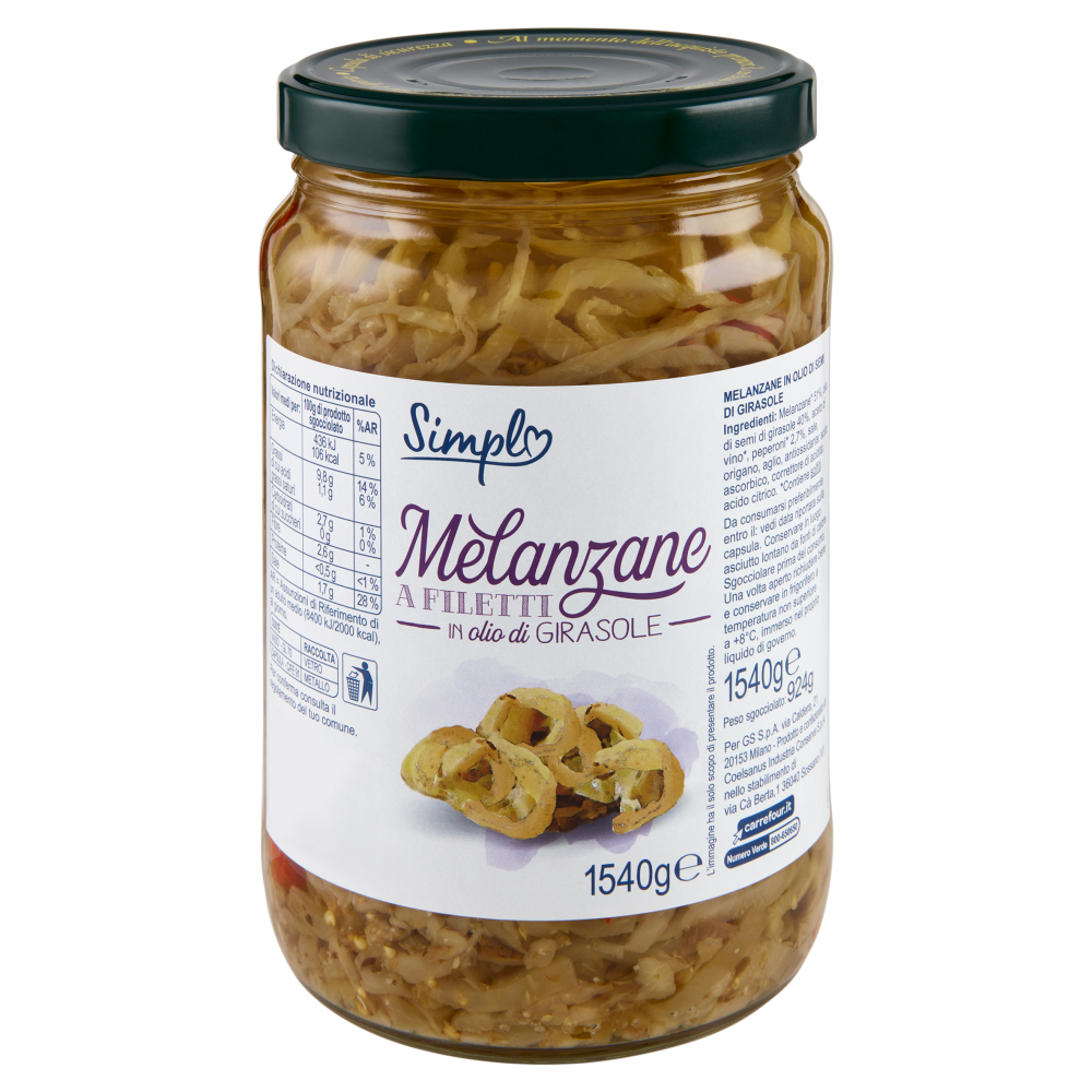Simpl Melanzane a Filetti in olio di Girasole 1540 g