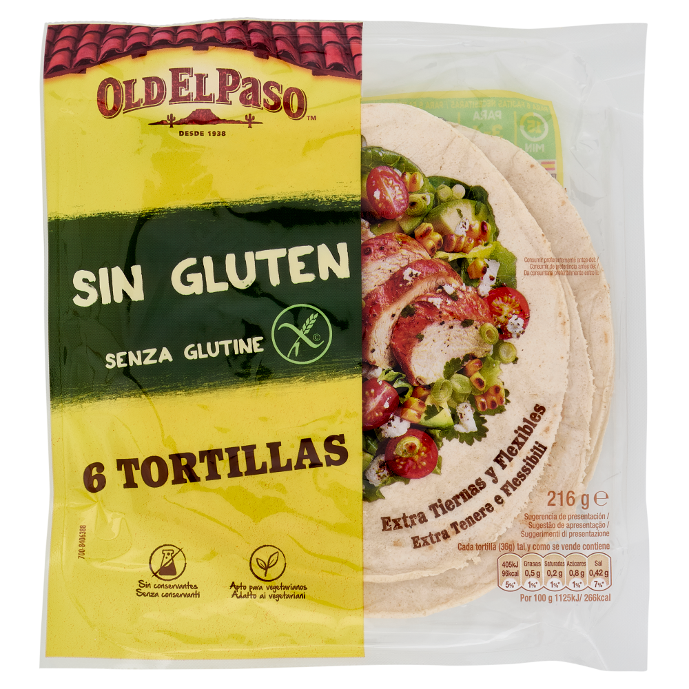 Old El Paso Senza Glutine 6 Tortillas 6 x 36 g
